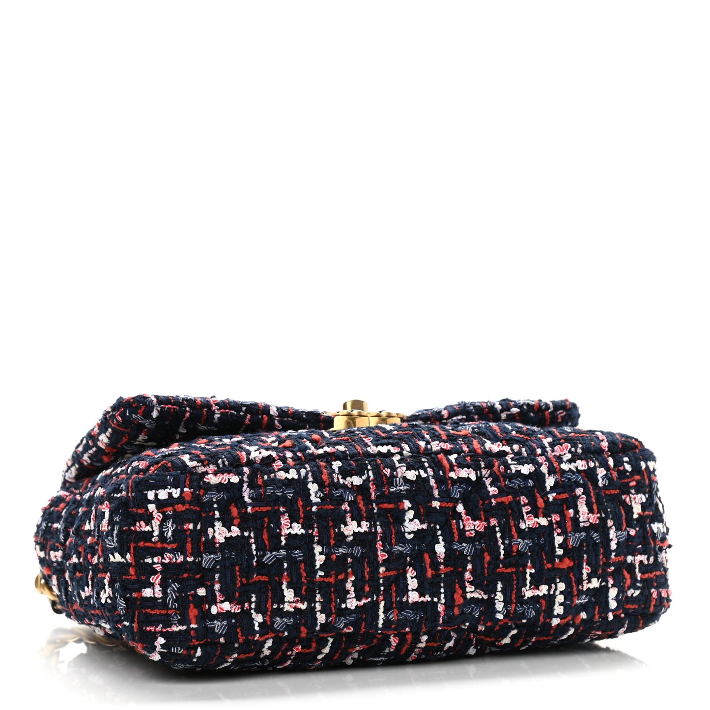Tweed Quilted Medium Chanel 19 Flap Navy Blue White Red