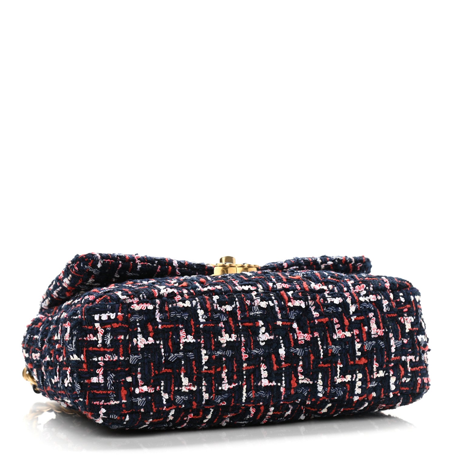 Chanel Tweed Quilted Medium Chanel 19 Flap Navy Blue White Red 4 of 10