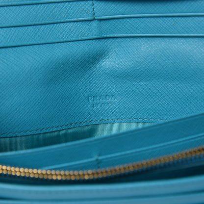 Prada Saffiano Metal Continental Flap Wallet Pavone 6 of 11