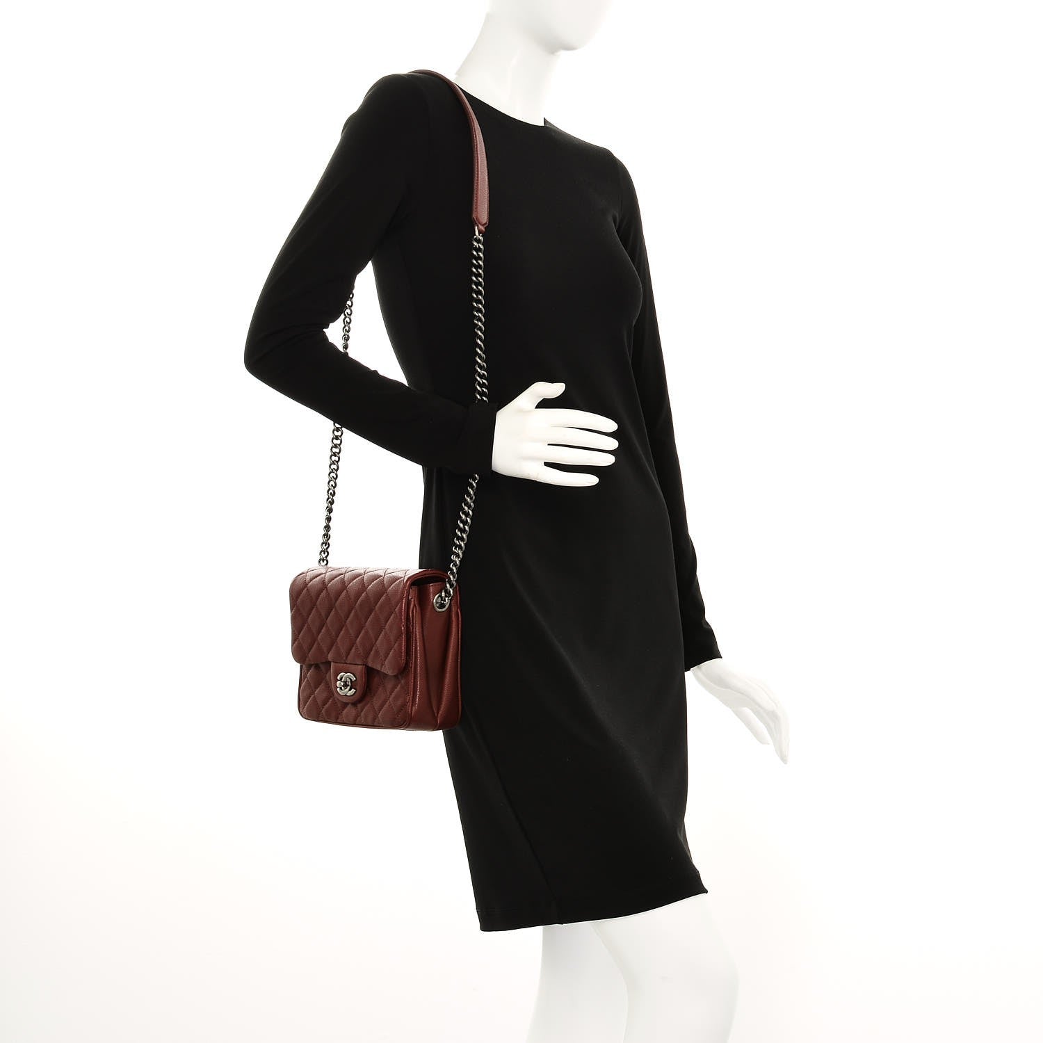 Chanel Caviar Quilted Small Rock In Rome Flap Burgundy 2 of 8