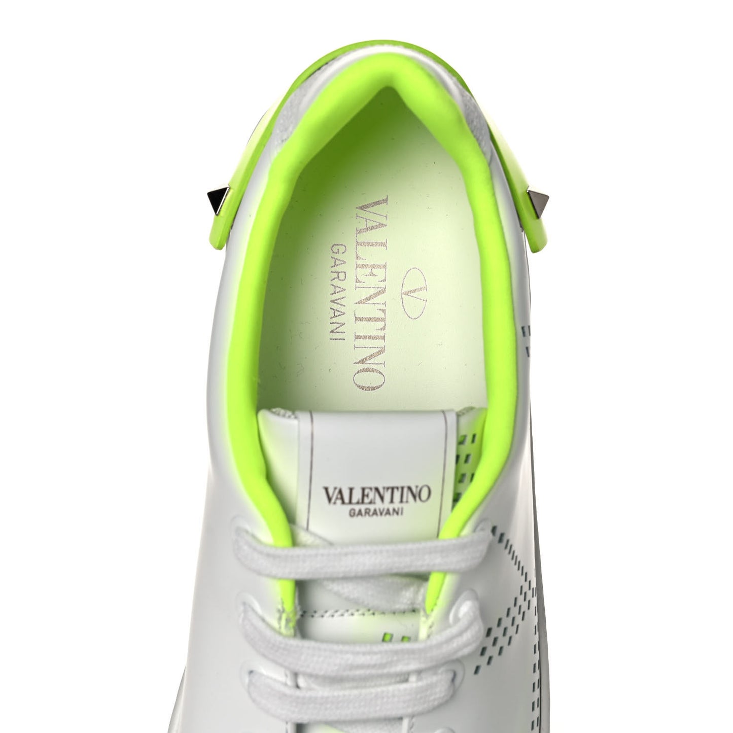 Calfskin Womens Backnet Sneakers 38.5 White Fluo Green