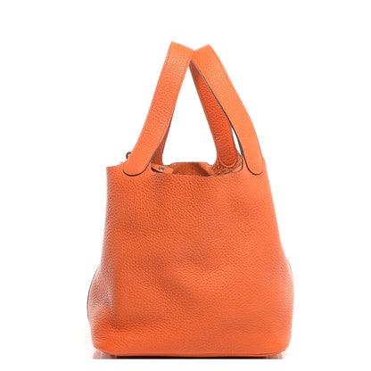 Hermes Taurillon Clemence Picotin Lock MM Orange 1 of 10