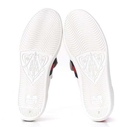 Gucci Calfskin Ayers Web Womens Ace Bow Lace Sneakers 37 White 5 of 10