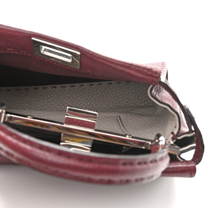 Fendi Cuoio Romano Selleria Bi-Color Mini Peekaboo Iconic Satchel Bordeaux Grigio Polvere 5 of 9