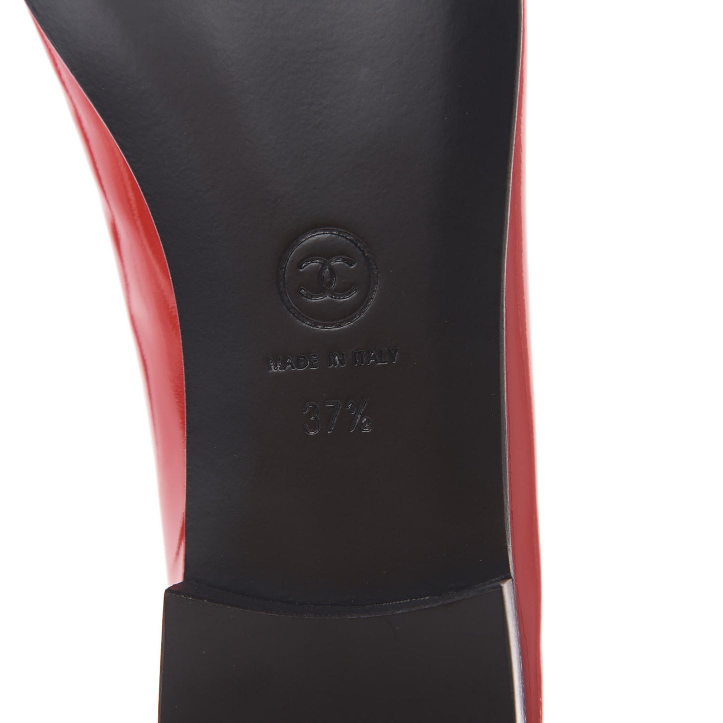 Patent Calfskin CC Cap Toe Ballerina Flats 37.5 Red