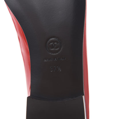 Chanel Patent Calfskin CC Cap Toe Ballerina Flats 37.5 Red 7 of 8
