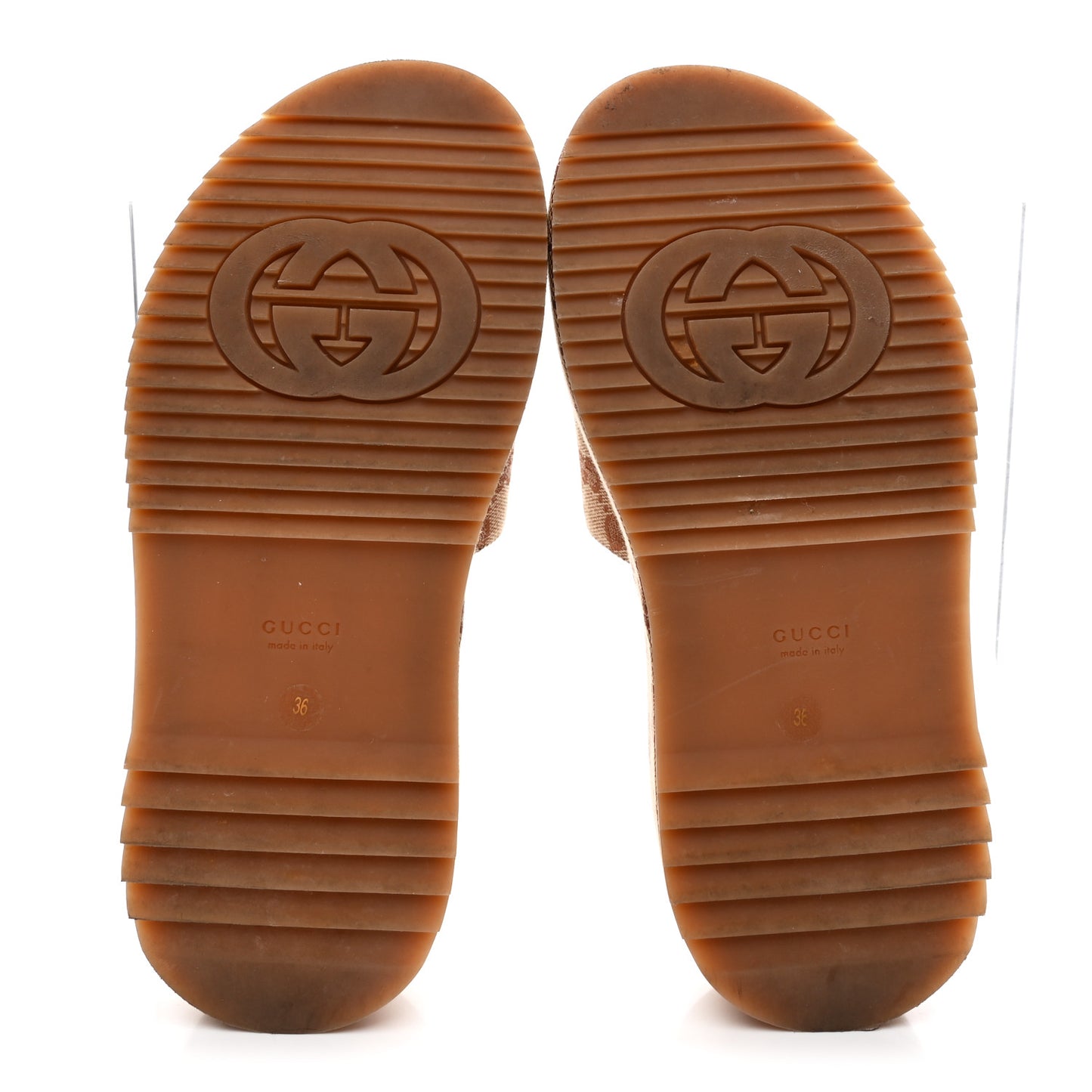Canvas GG Monogram Angelina Platform Slide Sandals 36 Beige Ruggine