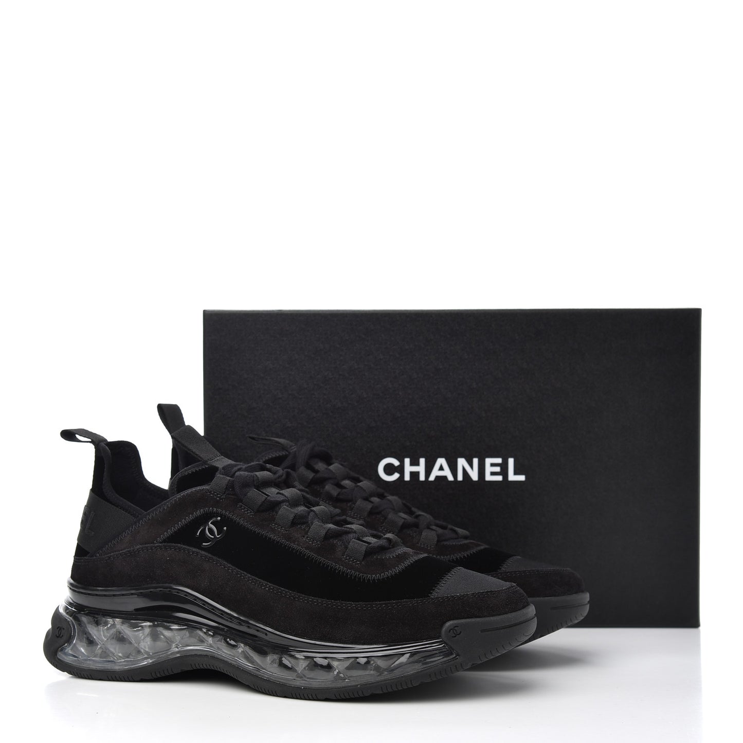 Suede Calfskin Velvet Grosgrain CC Sneakers 40.5 Black