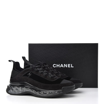 Chanel Suede Calfskin Velvet Grosgrain CC Sneakers 40.5 Black 9 of 9
