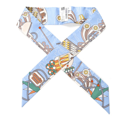 Hermes Silk Odyssey Twilly Beige Bleu Ciel Jaune Vif 1 of 4