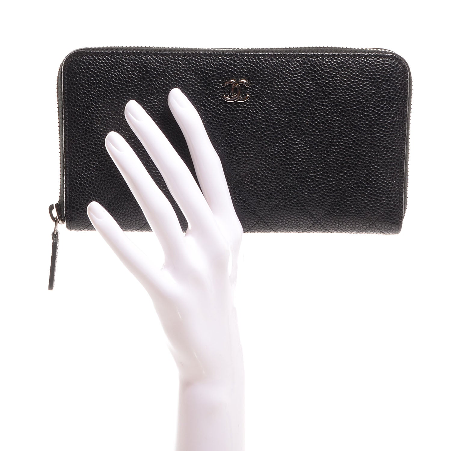 Chanel Caviar Quilted Zip Around Wallet Black 2 of 9