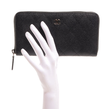 Chanel Caviar Quilted Zip Around Wallet Black 2 of 9