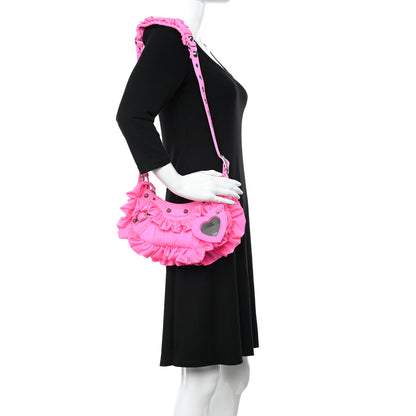 Balenciaga Ruffled Jersey Le Cagole Shoulder Bag XS Fluo Pink 2 of 10
