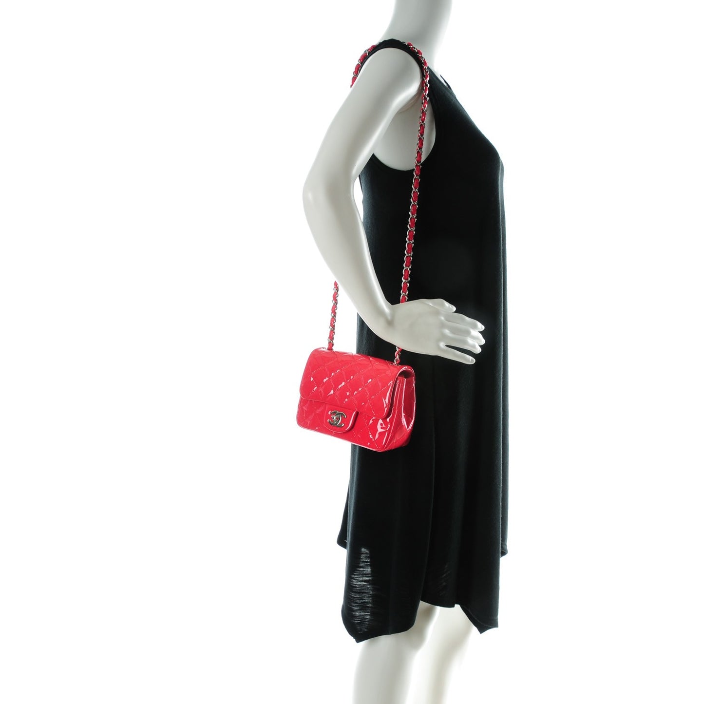 Patent Quilted Mini Square Flap Pink
