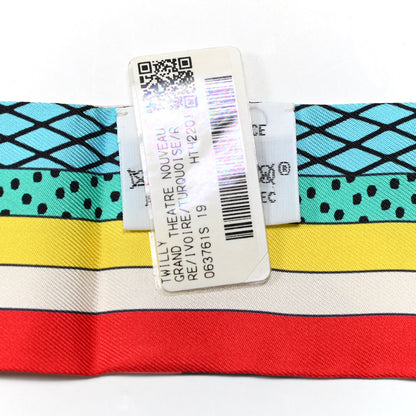 Hermes Silk Twilly Grand Theatre Nouveau Ivoire Turquoise 3 of 4