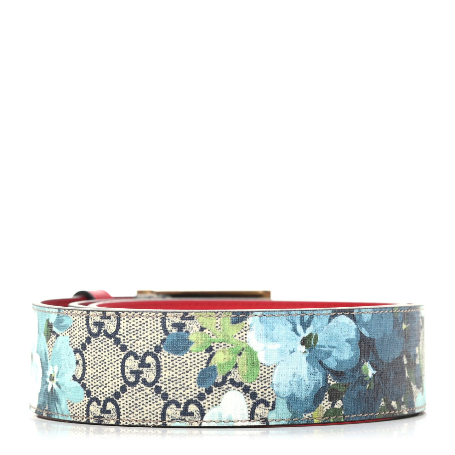 GG Plus Monogram Blooms Plaque Belt 90 36 Blue