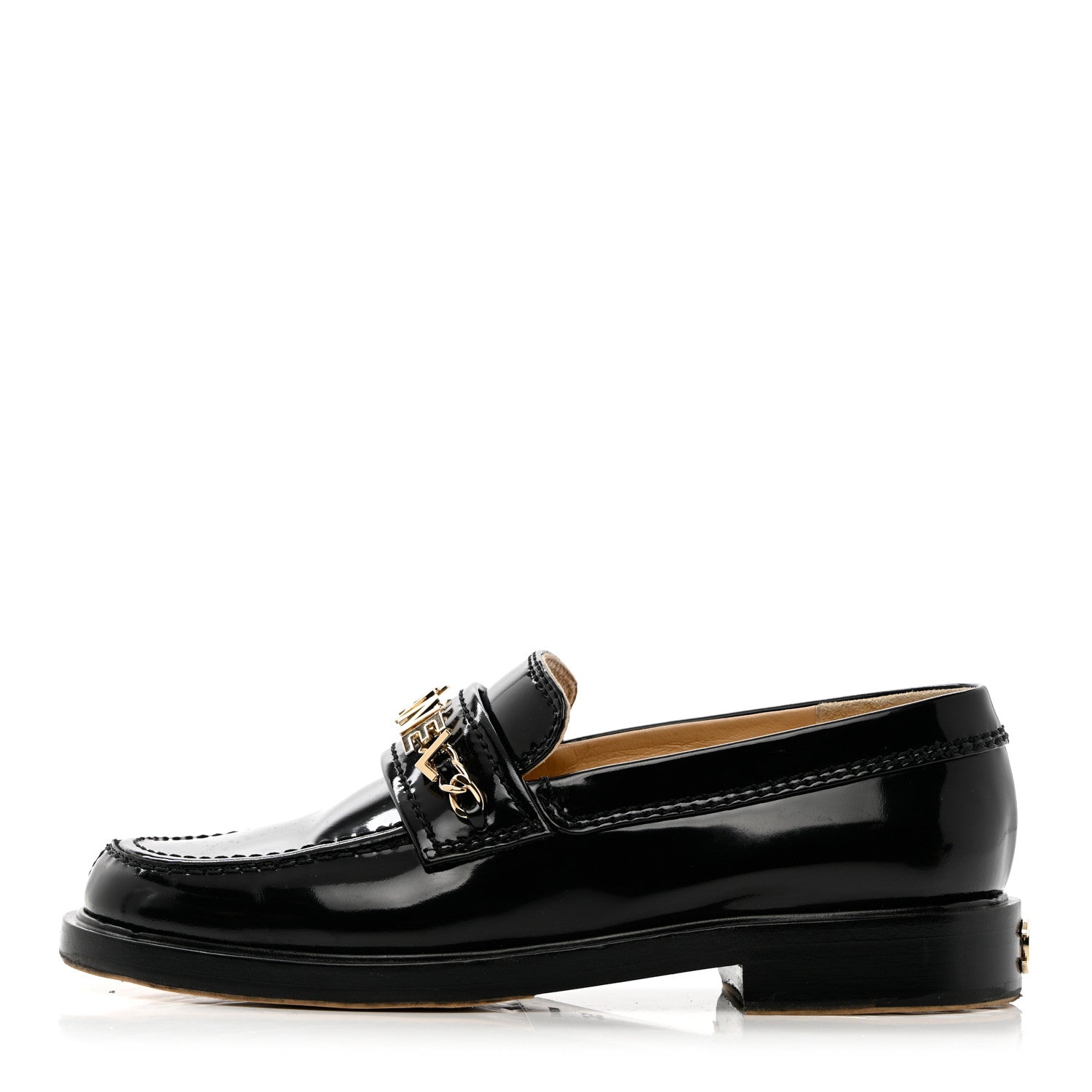 Chanel Shiny Calfskin Logo Loafers 35 Black 1 of 18