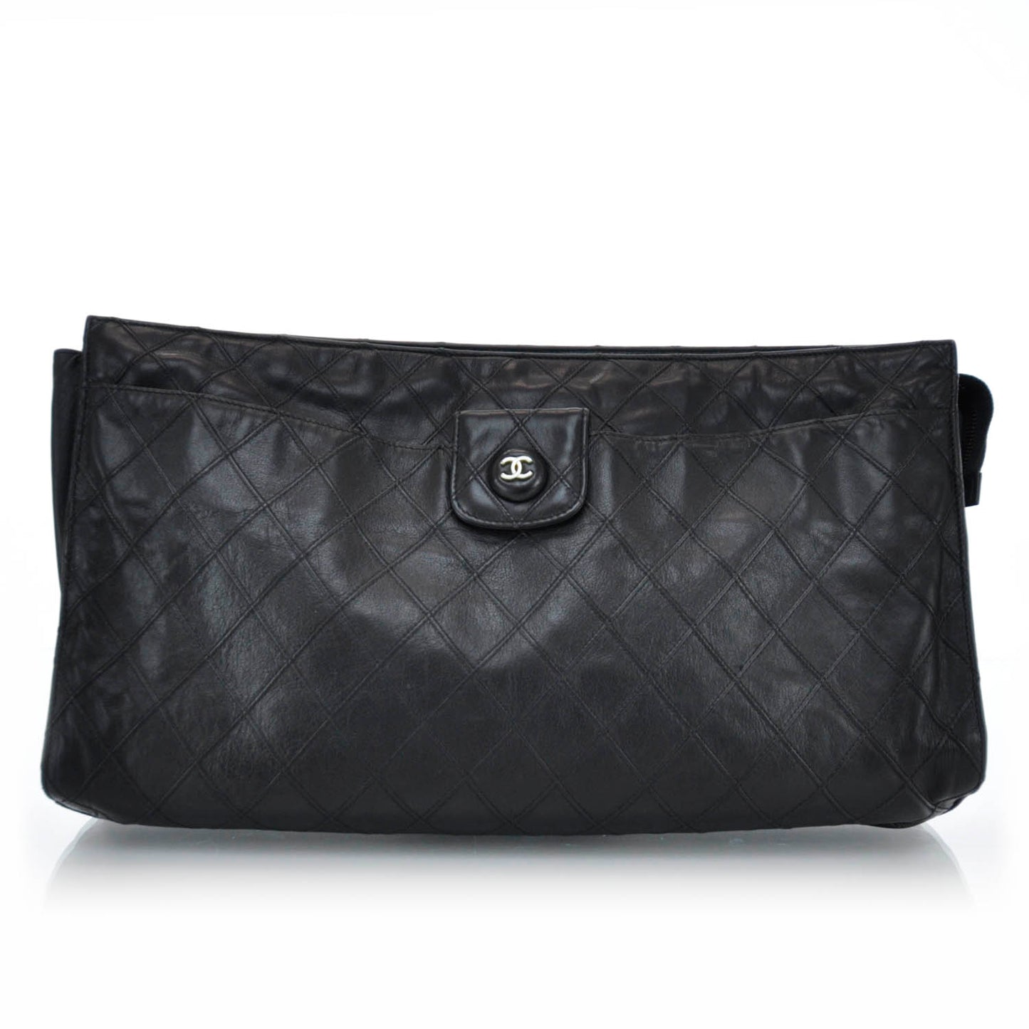 Lambskin Oversized Clutch Black