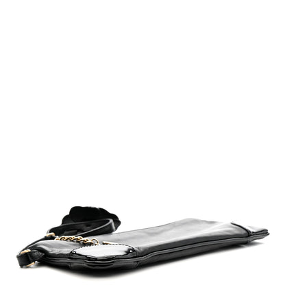 Chanel Lambskin Patent Camellia Wristlet Black 6 of 13
