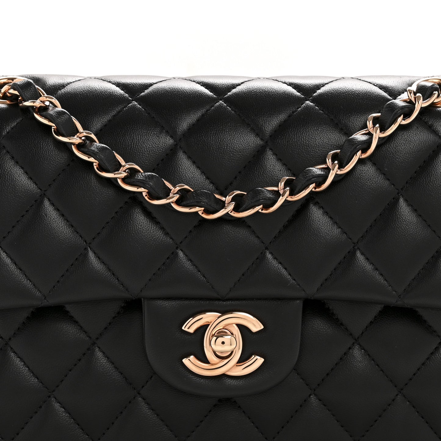 Lambskin Quilted Small Double Flap Black