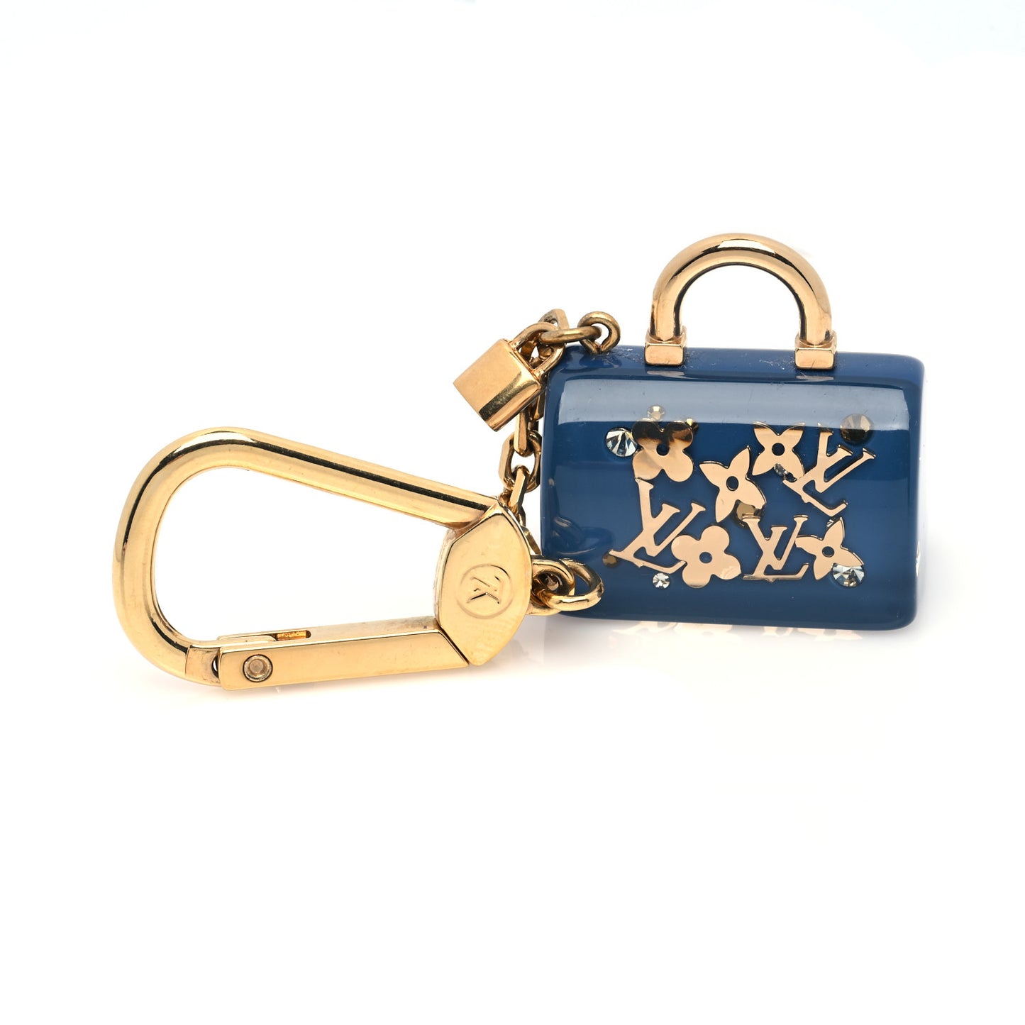 Resin Inclusion Speedy Bag Charm Key Chain Blue