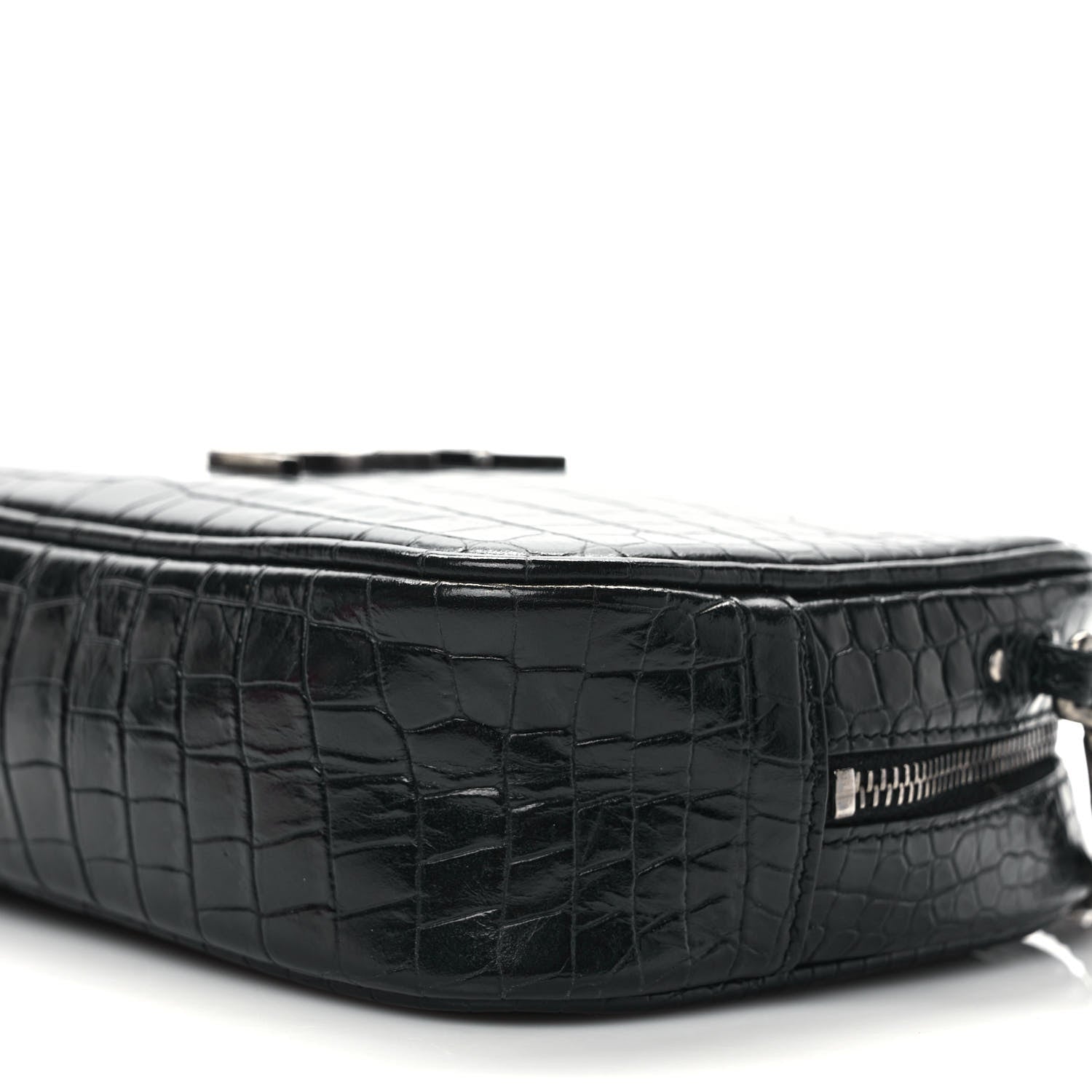 Saint Laurent Calfskin Crocodile Embossed Monogram Mini Lou Camera Bag Black 8 of 8