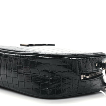 Saint Laurent Calfskin Crocodile Embossed Monogram Mini Lou Camera Bag Black 8 of 8