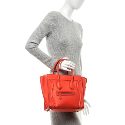 Celine Smooth Calfskin Micro Luggage Fluo Orange 2 of 8