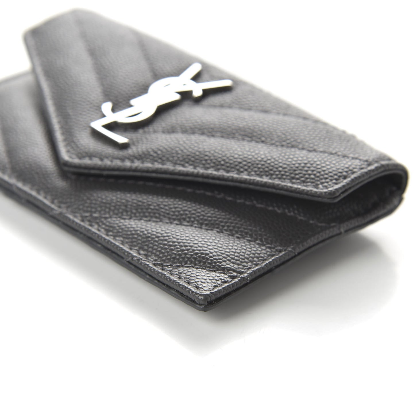 Grain De Poudre Matelasse Chevron Monogram Compact Wallet Storm