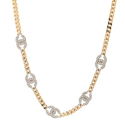 Chanel Crystal Chain CC Link Choker Gold Silver 1 of 5