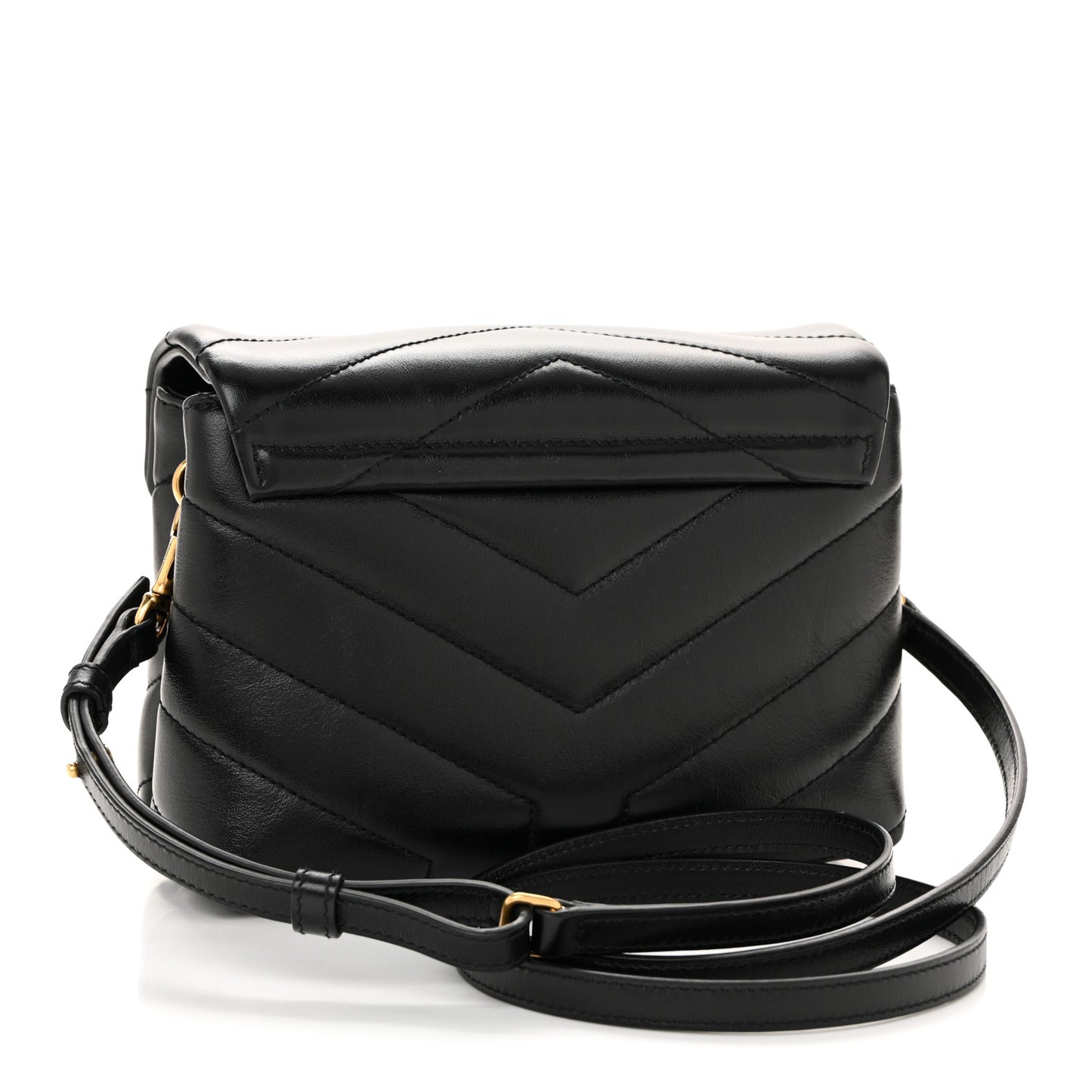 Calfskin Y Quilted Monogram Toy Loulou Crossbody Bag Black