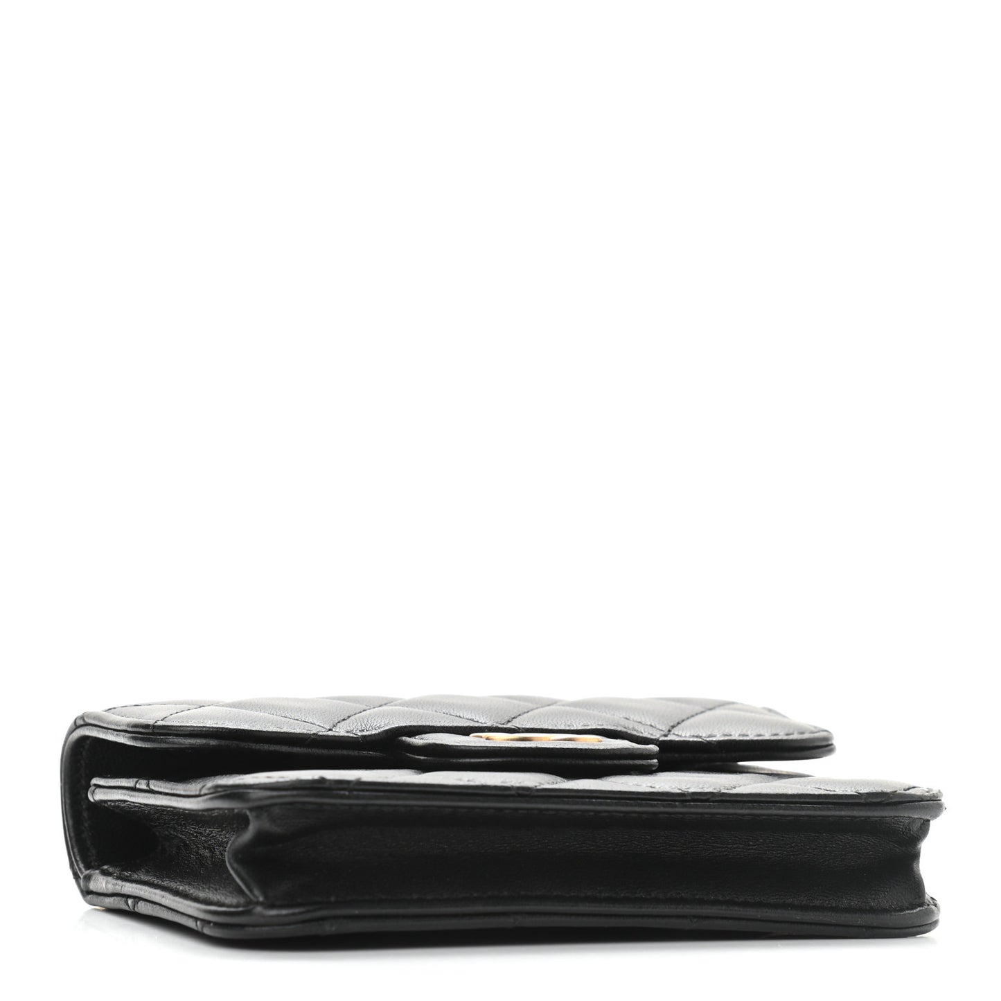 Lambskin Quilted Top Handle Flap Coin Purse With Chain Black