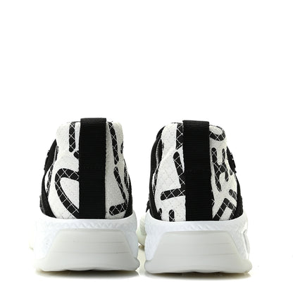 Chanel Nylon Suede Calfskin Printed Sneakers 38.5 White Black 5 of 11