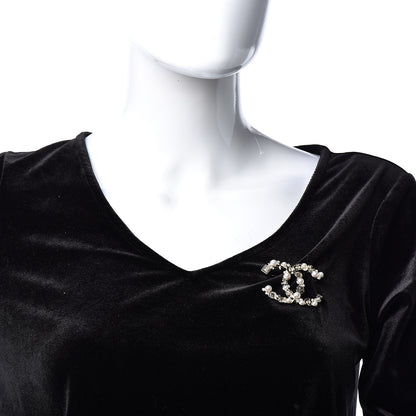 Chanel Crystal Pearl CC Charms Brooch Gold 2 of 5