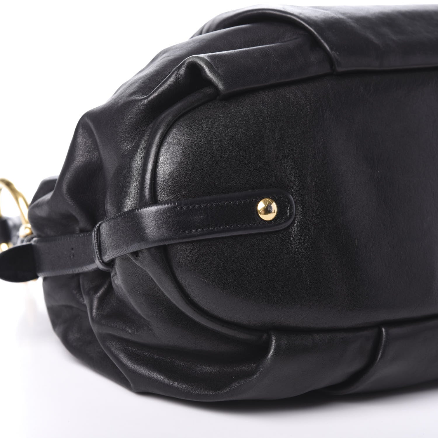 Prada Soft Calfskin Pleated Hobo Black 7 of 9