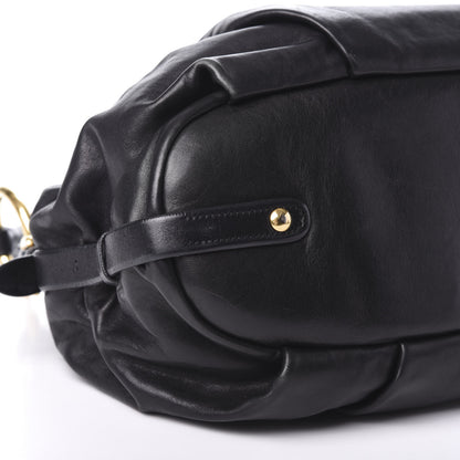 Prada Soft Calfskin Pleated Hobo Black 7 of 9