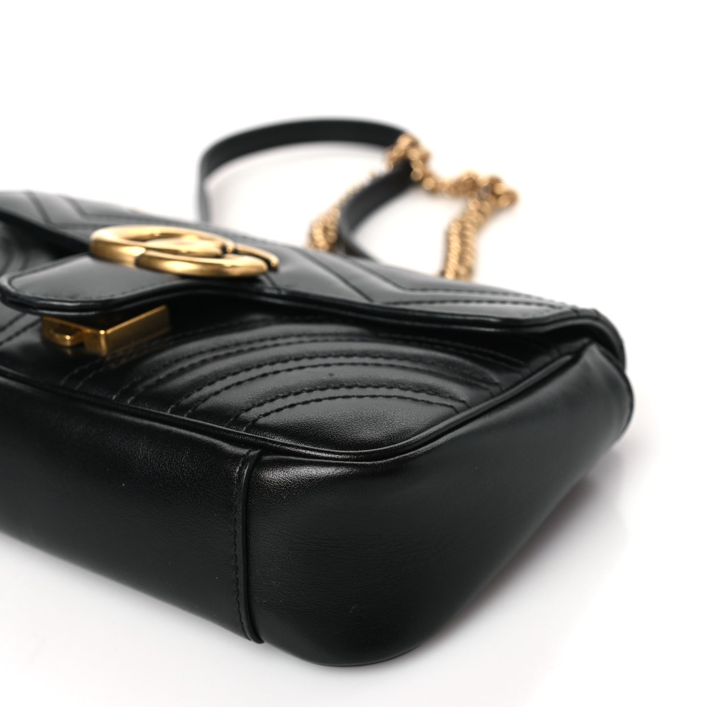 Calfskin Matelasse Mini GG Marmont Shoulder Bag Black