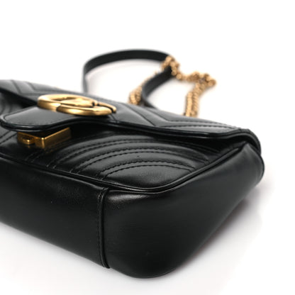 Gucci Calfskin Matelasse Mini GG Marmont Shoulder Bag Black 9 of 9