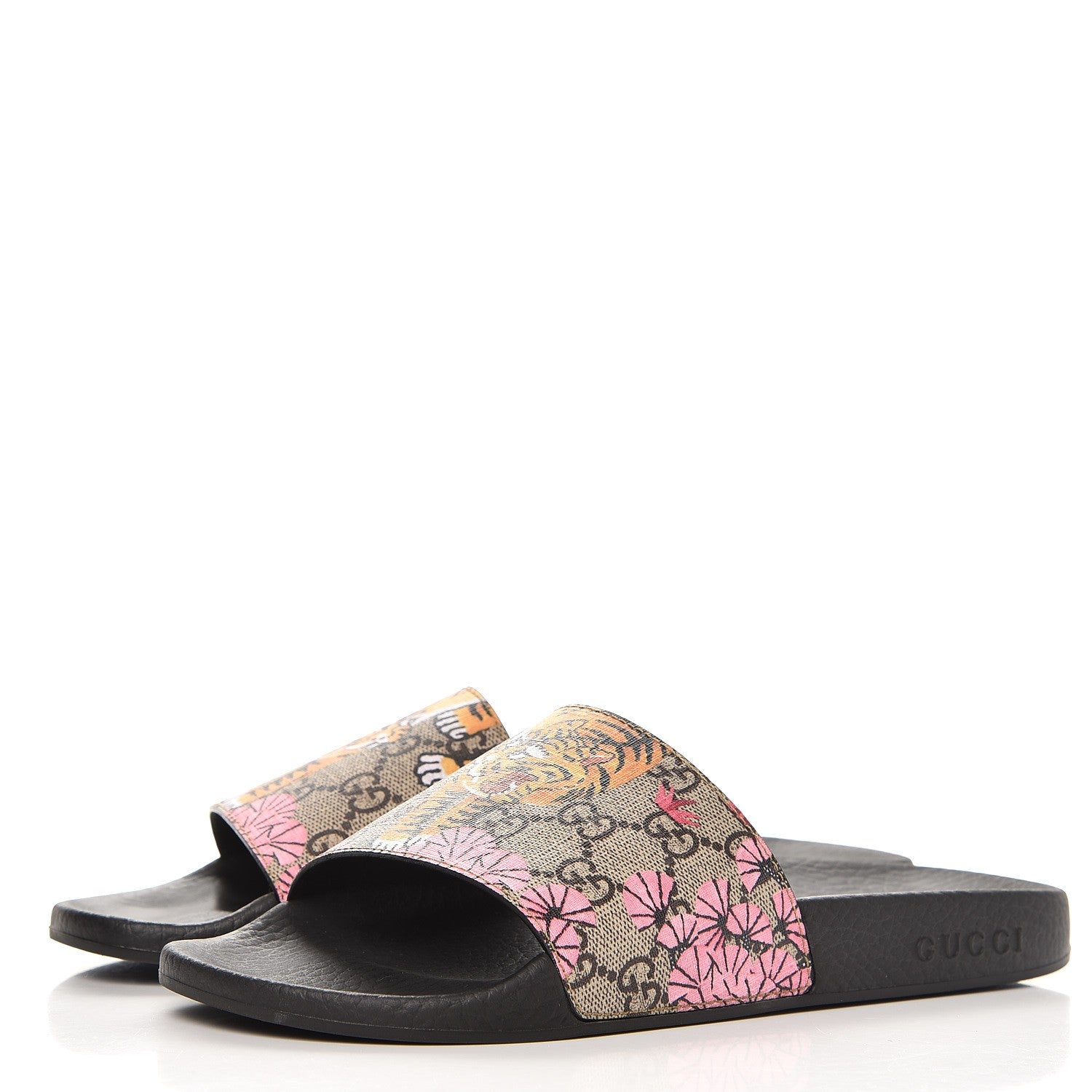 Gucci GG Supreme Monogram Bengal Slide Sandals 39 Beige Pink 3 of 8