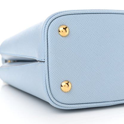 Prada Saffiano Cuir Calfskin Small Panier Bucket Bag Celeste 9 of 11