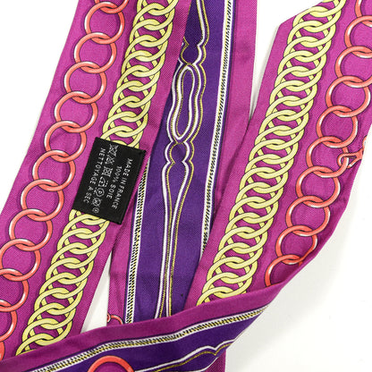 Hermes Silk Maillons Twilly Fuchsia Violet Jaune 4 of 4