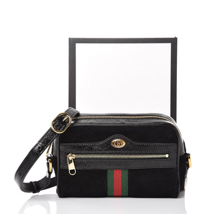 Gucci Suede Patent Web Mini Ophidia Shoulder Bag Black 10 of 10