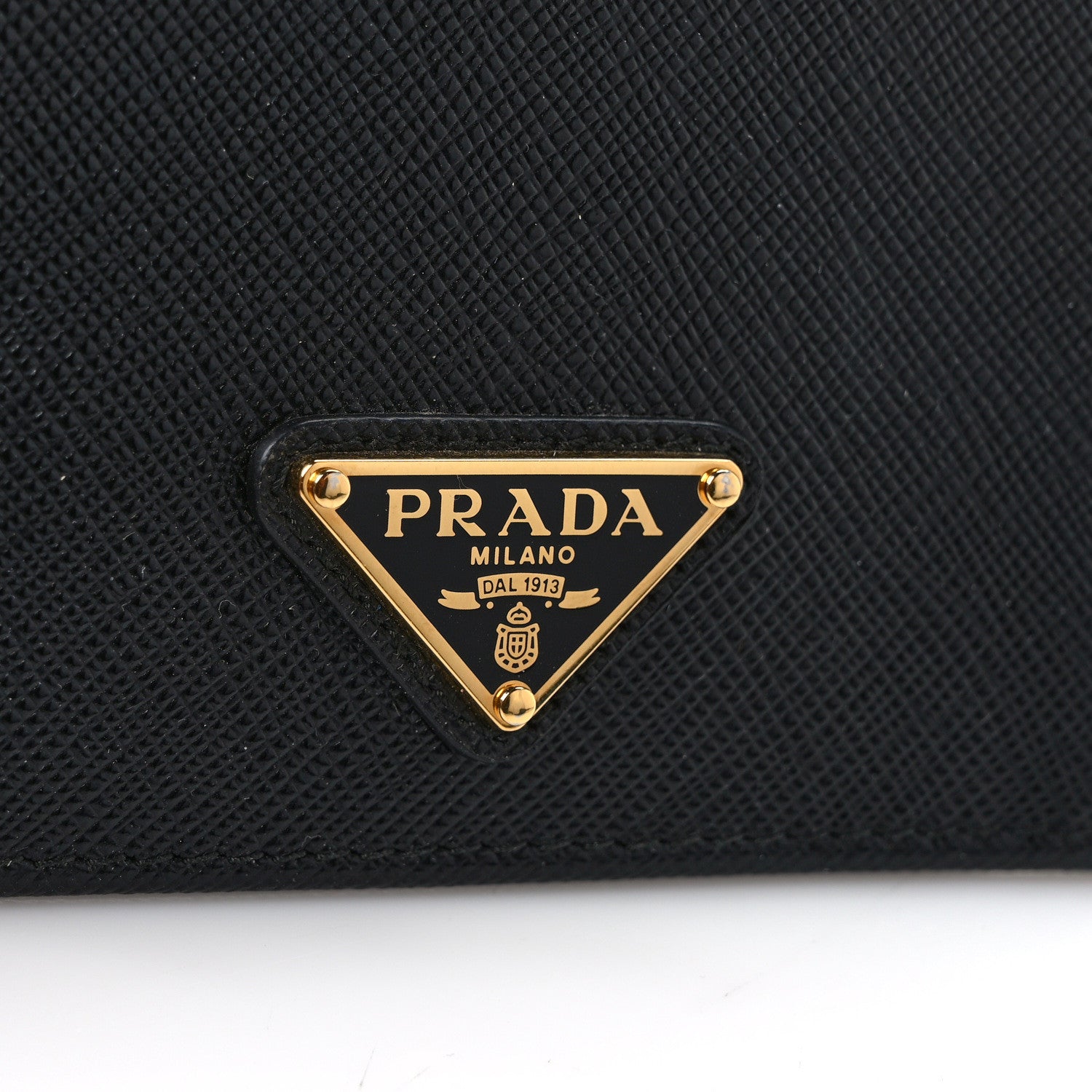 Prada Saffiano Triangle Bi-Fold Wallet Black 7 of 8