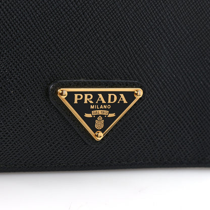 Prada Saffiano Triangle Bi-Fold Wallet Black 7 of 8
