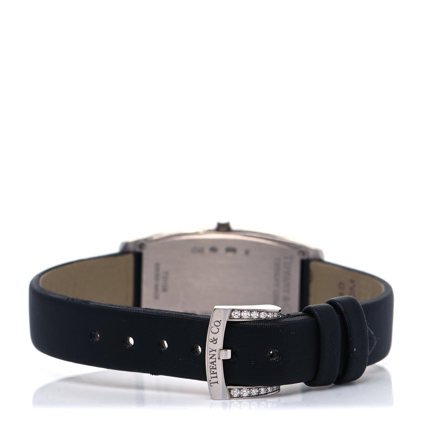 18K White Gold Satin Diamond 18mm Gemea Quartz Watch Black