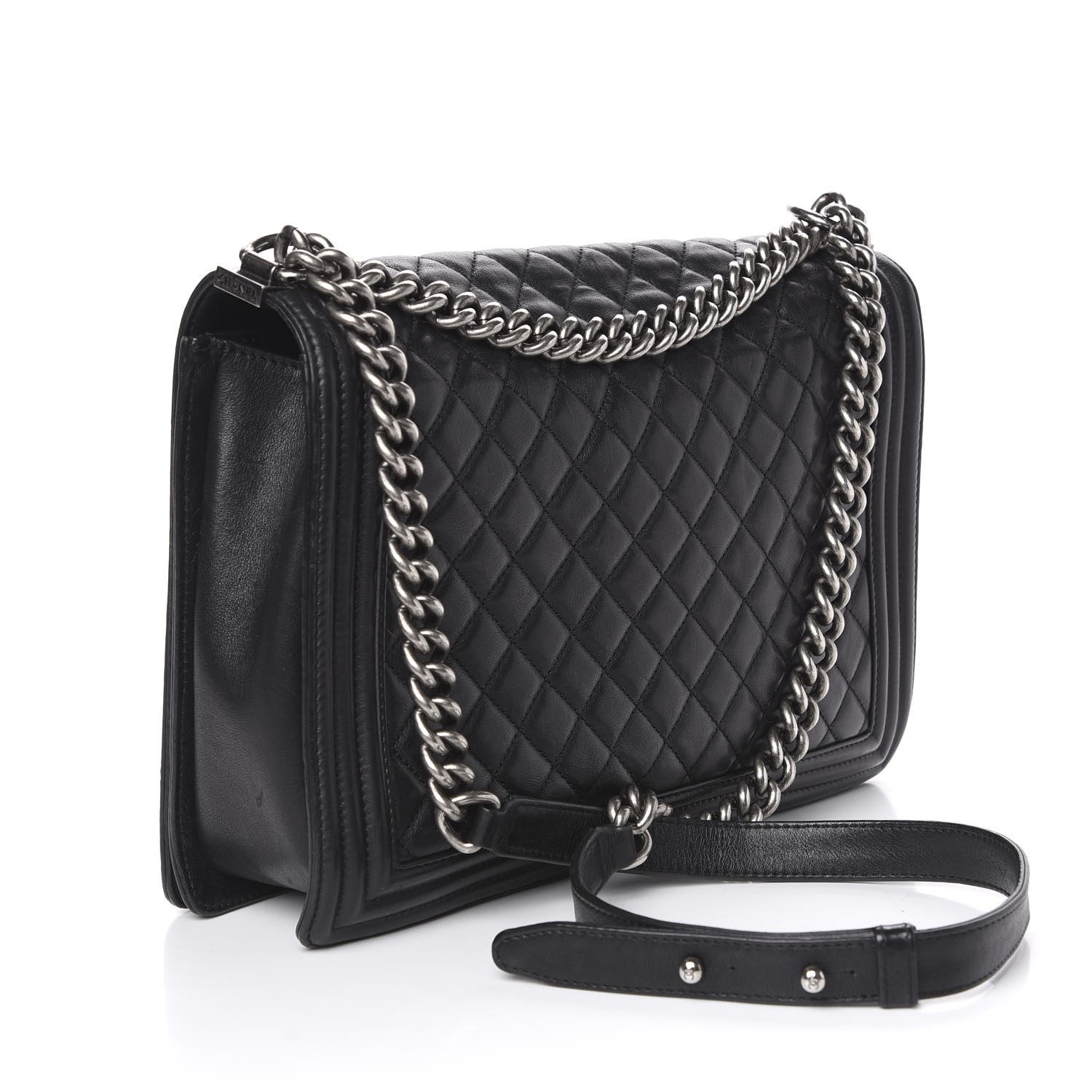 Chanel Lambskin Quilted Large Boy Flap Black 2 of 12
