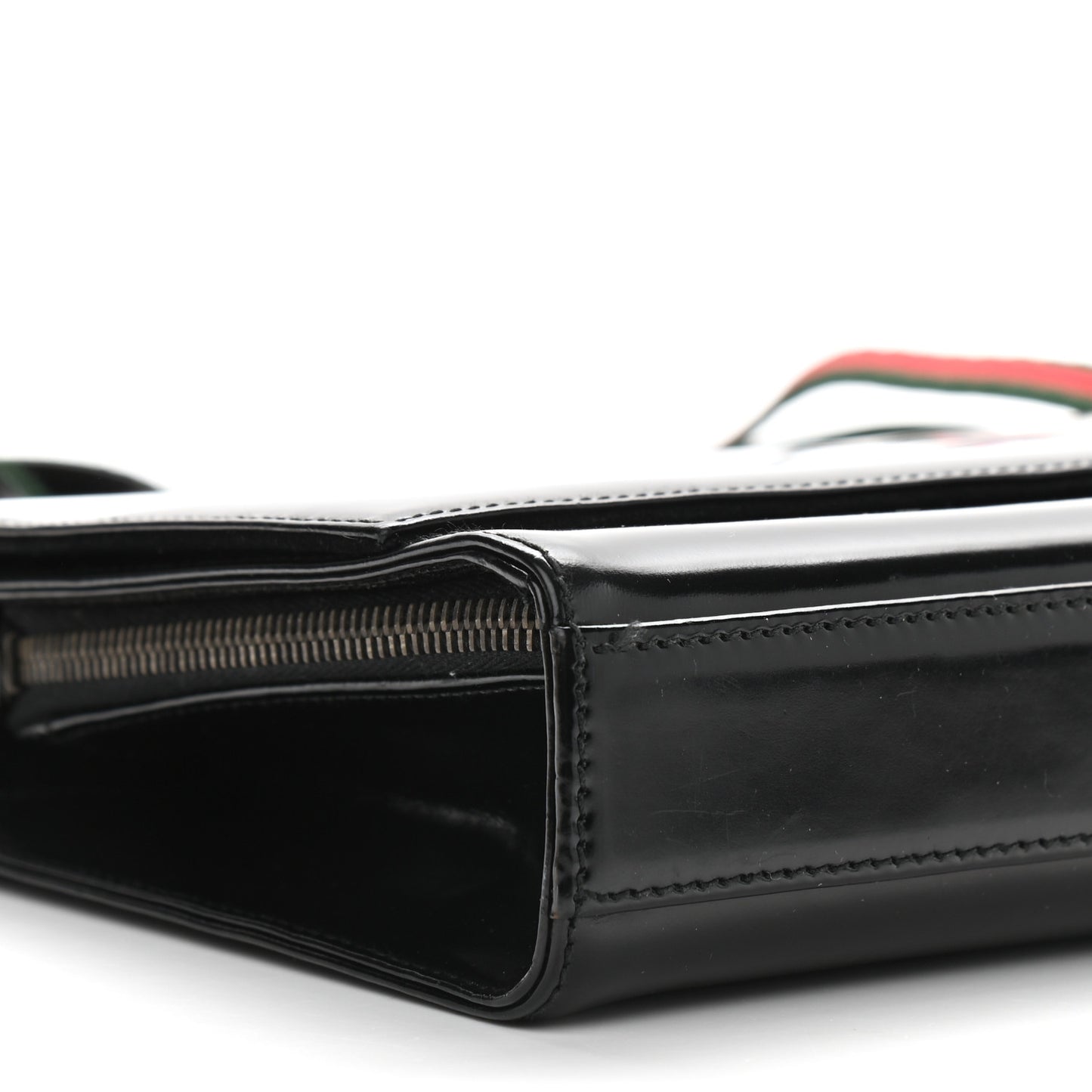 Patent Web Shoulder Bag Black