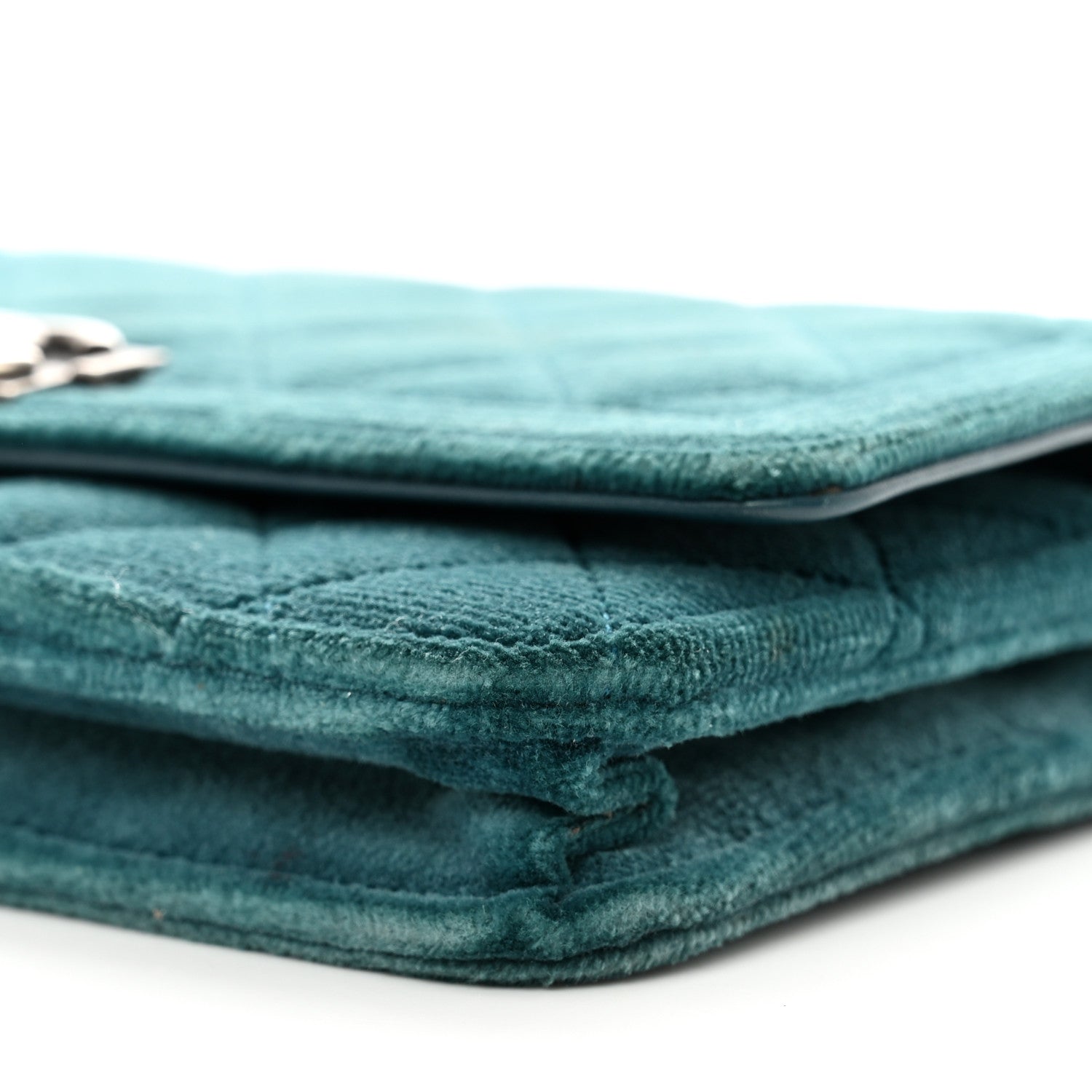Chanel Velvet Quilted Boy Wallet On Chain WOC Teal 11 of 12