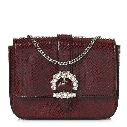Jimmy Choo Calfskin Lizard Embossed Crystal Cheri Satchel Bordeaux 1 of 8