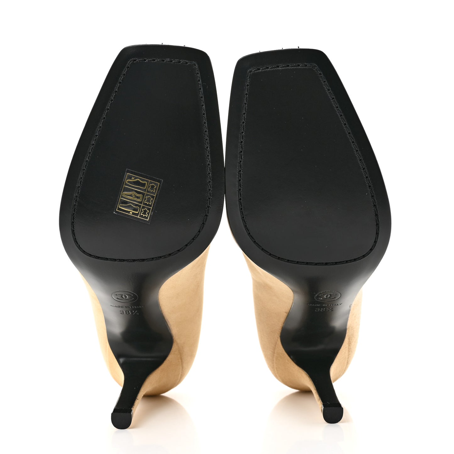 Suede Patent Calfskin Pumps 38.5 Beige Black
